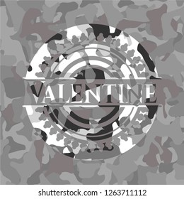 Valentine on grey camouflaged pattern