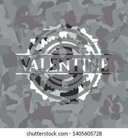 Valentine on grey camouflaged pattern