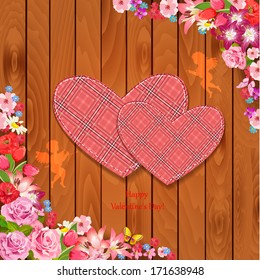 Valentine on a wooden texture