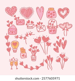 valentine ornament drawing love pink colection