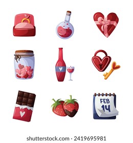 valentine orthogonal icon set illustration