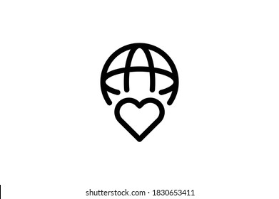 Valentine Outline Icon - Love Around Word
