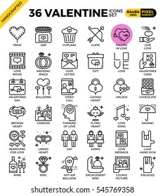 Valentine outline icons concept in modern style for web or print illustration