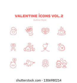 Valentine outline icons style