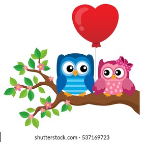Valentine Eule Theme Bild 1 - eps10 Vektorgrafik.