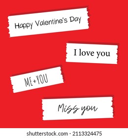 Valentine paper banner with text messages.Vector illustration

