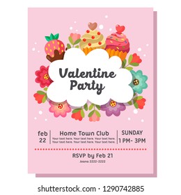 valentine party invitation card cake sweets