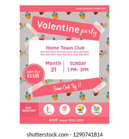 valentine party poster with cupcake pattern