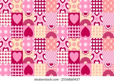 Valentine pattern art design. Pink Valentine heart pattern illustrator design. Celebrating loves ,anniversary and Valentine day. Heart pattern for gift wrap, poster, background, wallpaper and postcard