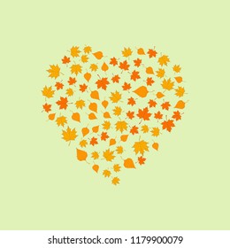 Valentine from a pattern of autumn leaves in vector for decoration