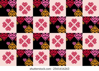 Valentine pattern card design. Valentine heart pattern illustration design. Celebrating loves, anniversary and Valentines day. Love pattern for gift wrap, background,frame, vector,banner and postcard.