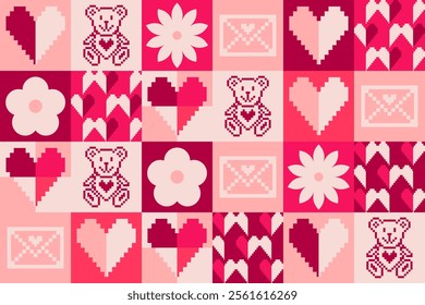 Valentine pattern card design. Valentine heart pattern illustration design. Celebrating loves, anniversary and Valentines day. Love pattern for gift wrap, background,frame, vector,banner and postcard.