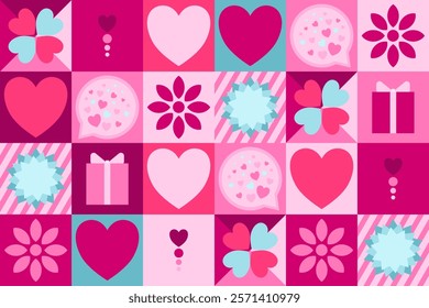 Valentine pattern card design. Valentine heart pattern illustration design. Celebrating loves ,anniversary and Valentines day. Love pattern for gift wrap, background,frame, vector,banner and postcard.