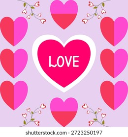 Valentine pattern card design. Valentine heart pattern illustration design. Celebrating loves ,anniversary and Valentines day. For Valentine's Day party, banner, card, ads, branding, cover, sale, social media.