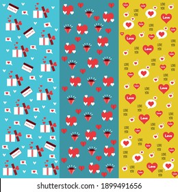 Valentine pattern collection in flat design vector