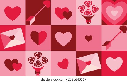 valentine pattern in flat colors