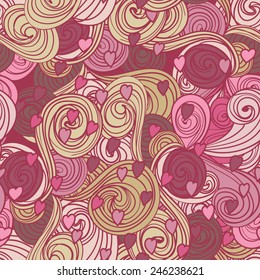 Valentine pattern with hearts, waves