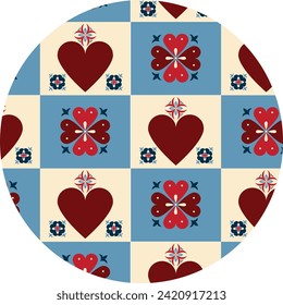 Valentine pattern inspired by Portugal azulejo