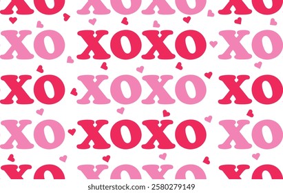 Valentine pattern seamless fabric Valentine day. XOXO font pattern vector heart lover. Designed for background ,wallpaper ,valentine pattern ,wrapping paper ,couple ,fabric ,anniversary ,sweetheart