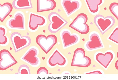 Valentine pattern seamless fabric Valentine day. heart pattern on yellow background. Designed for background ,wallpaper ,valentine pattern ,wrapping paper ,couple ,fabric ,anniversary ,sweetheart