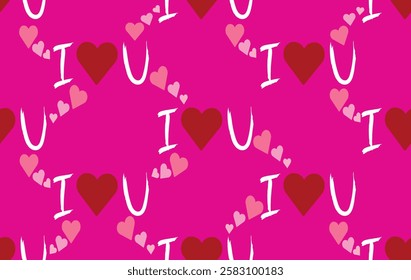 Valentine pattern seamless fabric Valentine day. I LOVE YOU pattern on pink background. Designed for background ,wallpaper ,valentine pattern ,wrapping paper ,couple ,fabric ,anniversary ,sweetheart