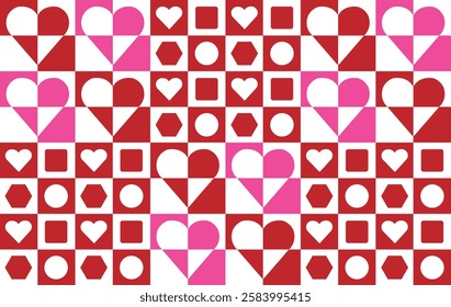 Valentine pattern seamless fabric Valentine day. abstract art heart geometric design. Designed for background ,wallpaper ,valentine pattern ,wrapping paper ,couple ,fabric ,anniversary ,sweetheart