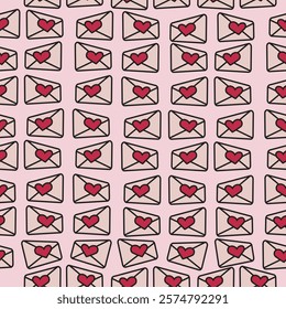 Valentine Pattern Seamless. Heart Shape Cartoon Style Pattern For Valentine Design