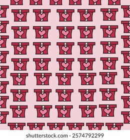 Valentine Pattern Seamless. Heart Shape Cartoon Style Pattern For Valentine Design