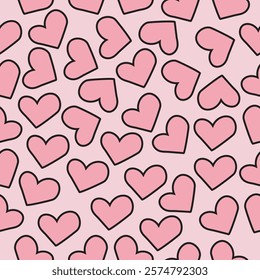 Valentine Pattern Seamless. Heart Shape Cartoon Style Pattern For Valentine Design