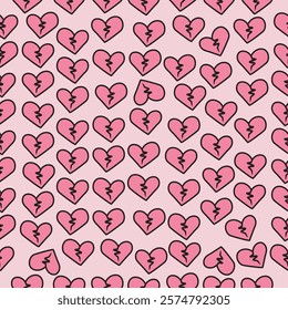 Valentine Pattern Seamless. Heart Shape Cartoon Style Pattern For Valentine Design