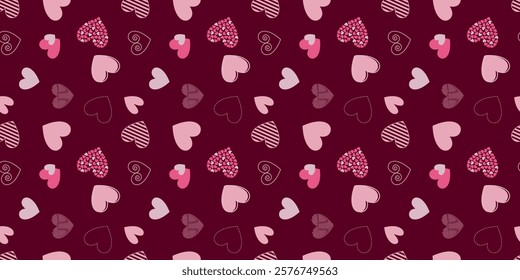 Valentine pattern seamless heart shape sweet pink colors background.
