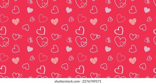 Valentine pattern seamless heart shape sweet pink colors background.
