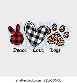 Valentine Peace Love Dog T-shirt Design Template Design