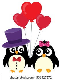 Valentine penguins theme image 1 - eps10 vector illustration.