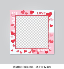 Valentine photo frame with heart vector template