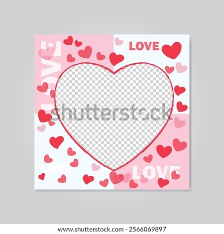 Valentine photo frame with heart vector template
