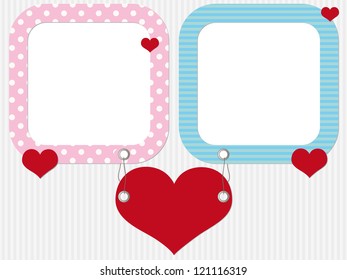 Valentine photo frames with hearts