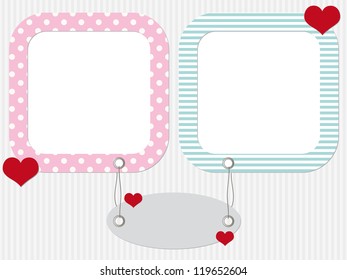 Valentine photo frames with name tag and hearts