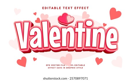 Valentine pink 3d editable text effect template