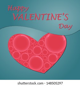 valentine pink colorful heart on the blue background with text happy valentine's day