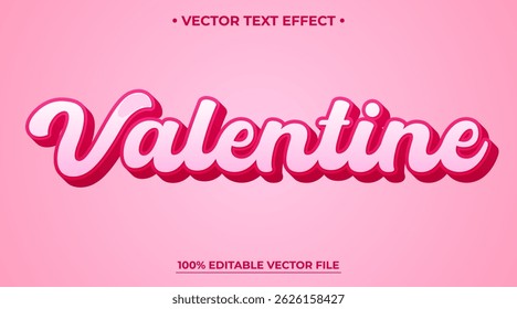 Valentine pink editable text effect template, barbie doll pink colors, editable vector
