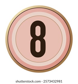 Valentine Pink and Gold Number 9 Icon Vector Design for Greeting Cards or Romantic Decorations