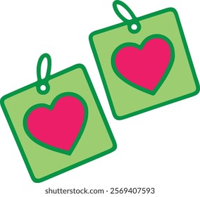 Valentine pink and green heart icon. Heart shape Isolated on white background.