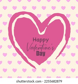 Valentine Pink Heart Stroke Vector Frame Background