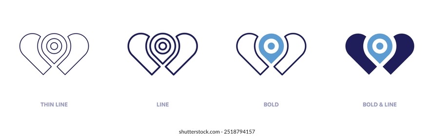 Valentine placards icon in 4 different styles. Thin Line, Line, Bold, and Bold Line. Duotone style. Editable stroke.