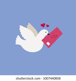 Valentine post, a Valentine's day greeting card with a post box. Vector illustration in flat style