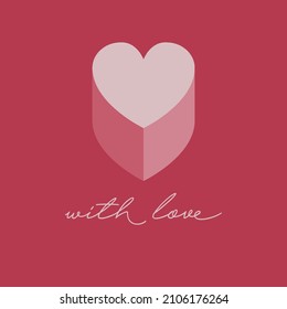 valentine postcard with 3d heart on a smooth background in trendy coral colors