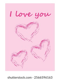 Valentine postcard. Banner. I love you. Vector illustration
