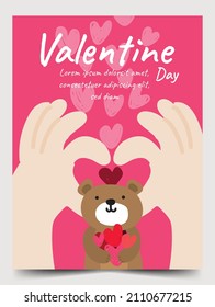folleto de tarjetas postales valentinas elementos de afiche diseño de vectores