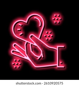 valentine postcard present neon light sign vector. valentine postcard present sign. isolated symbol illustration